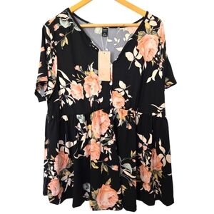 NWT Emery Rose Floral Black Women's Top Size 3xl
